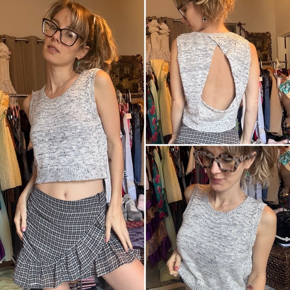 Knot Sisters Black and White Knit Tank Top XS TO Medium - Picture 3 of 9